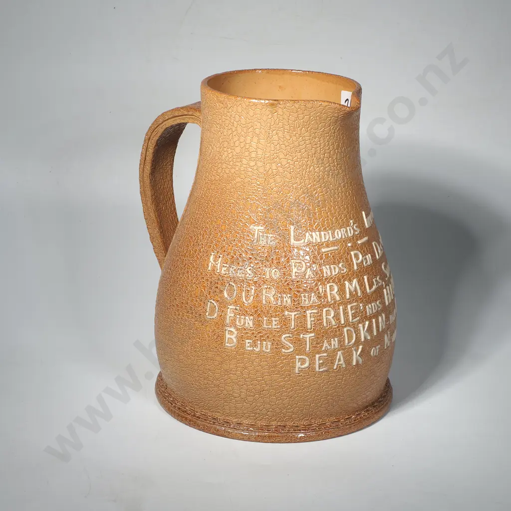 Unusual Doulton  Lambeth  Leatherware Jug w Landlords Invitation Image 1++
