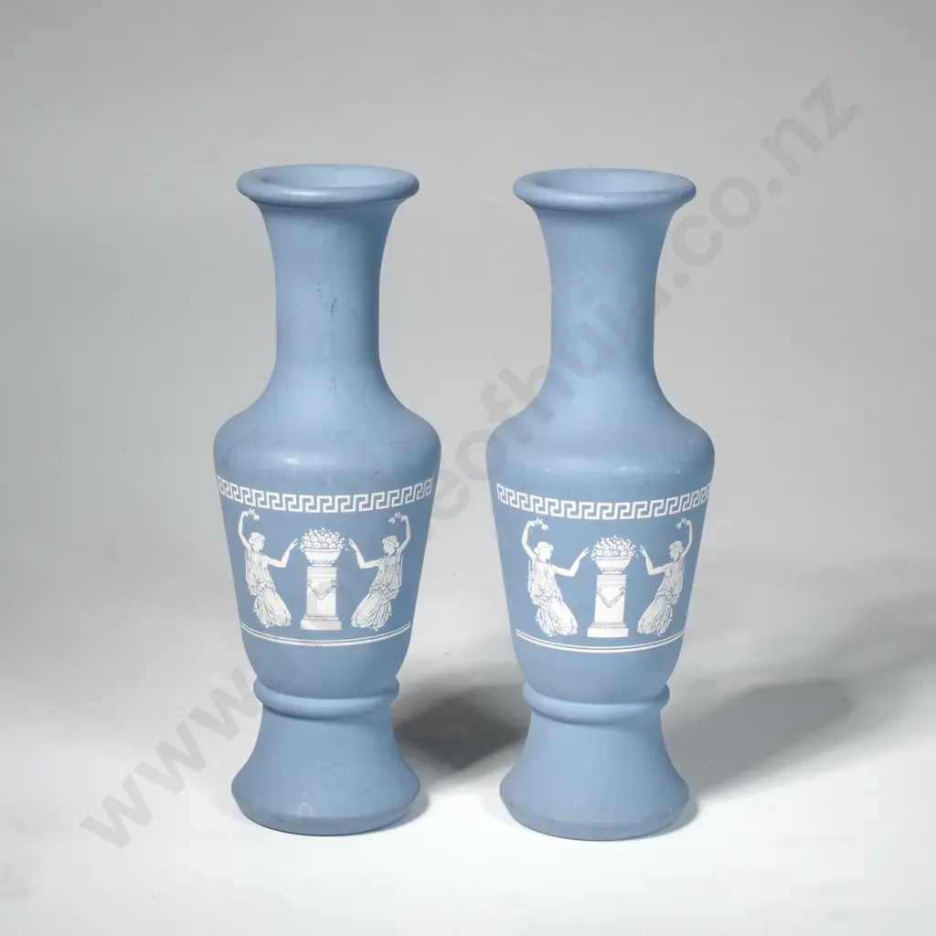 Pair of Glass Blue Bud Vases  Image 1++