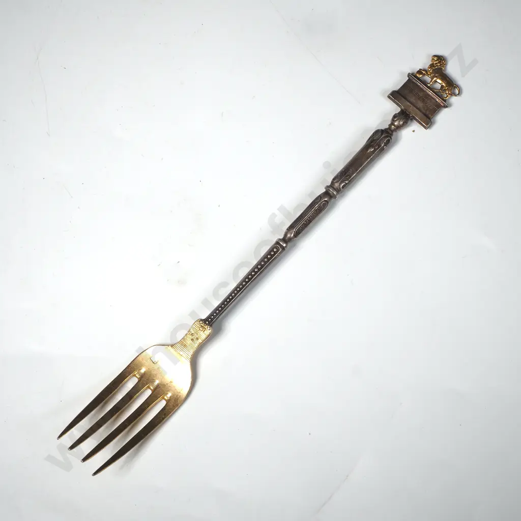 Decorative Silver Plate Fork w Lion Finial Image 1++