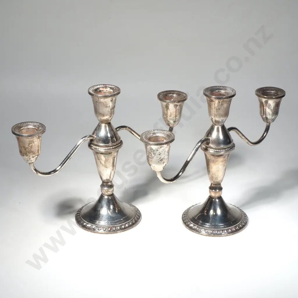 Pair of Sterling Silver Candlesticks  Image 1++