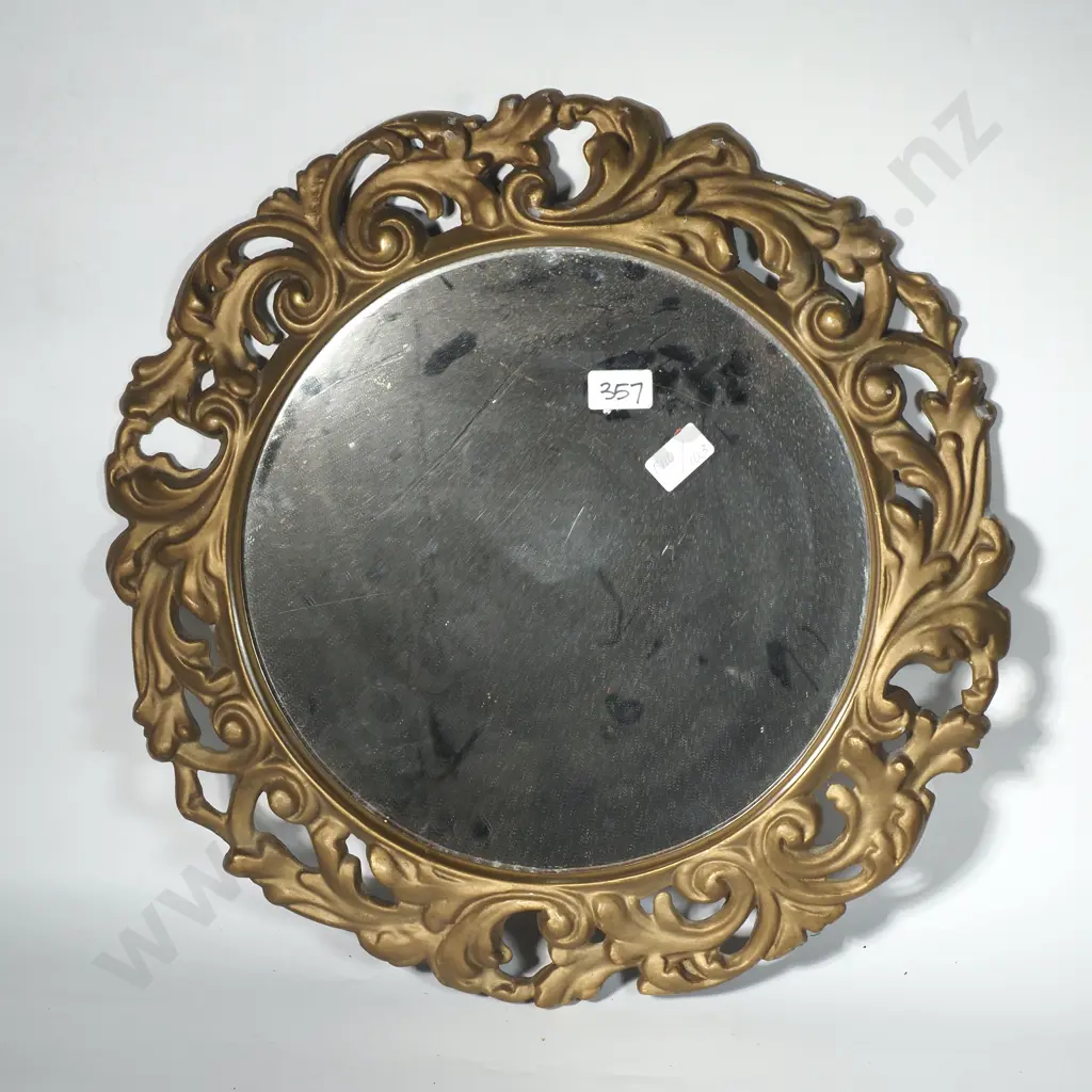 Vintage Ornate Heavy Cast Metal Wall Mirror Image 1++