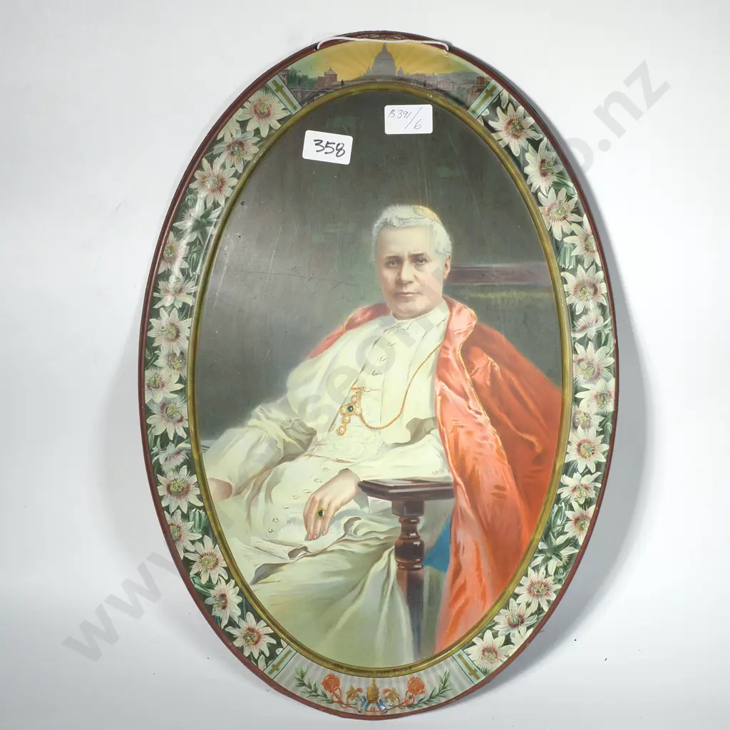 Antique Tin Portrait of Pope Pius X - Circa 1910 Image 1++