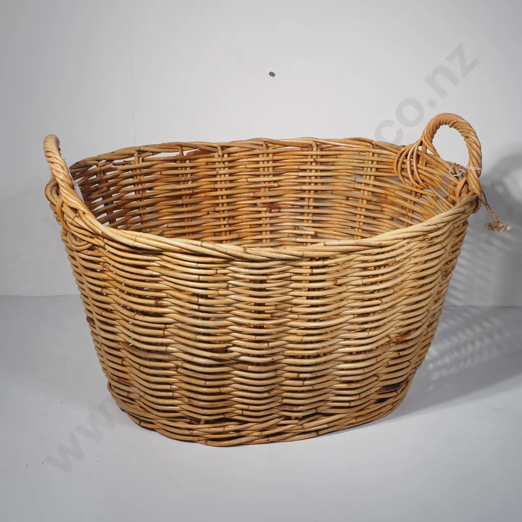Oval Tapered Cane Laundry  Basket Image 1++