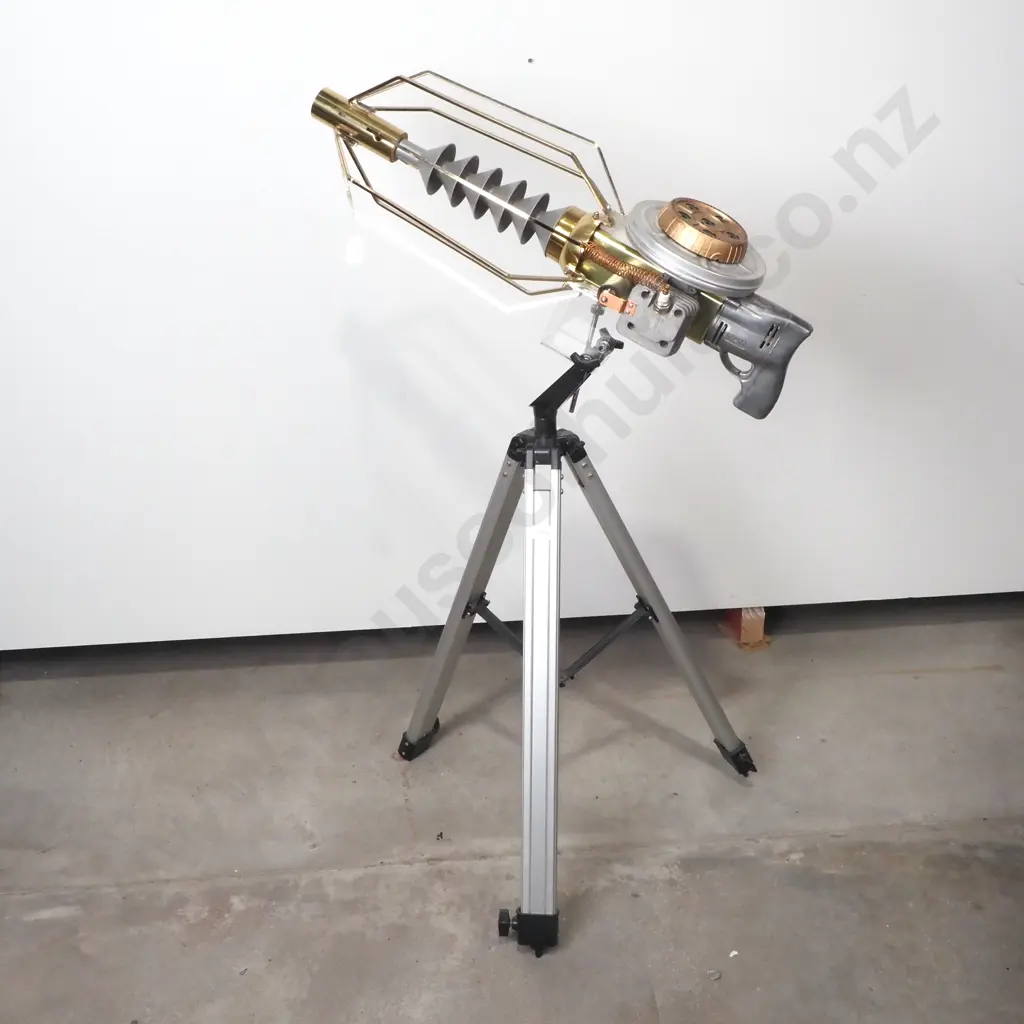 Steampunk Model w  Various Materials - Brass Piping, Motor, Gun Part , a Spiral  Mounted on a Tripod w Built-in Llghting Image 1++