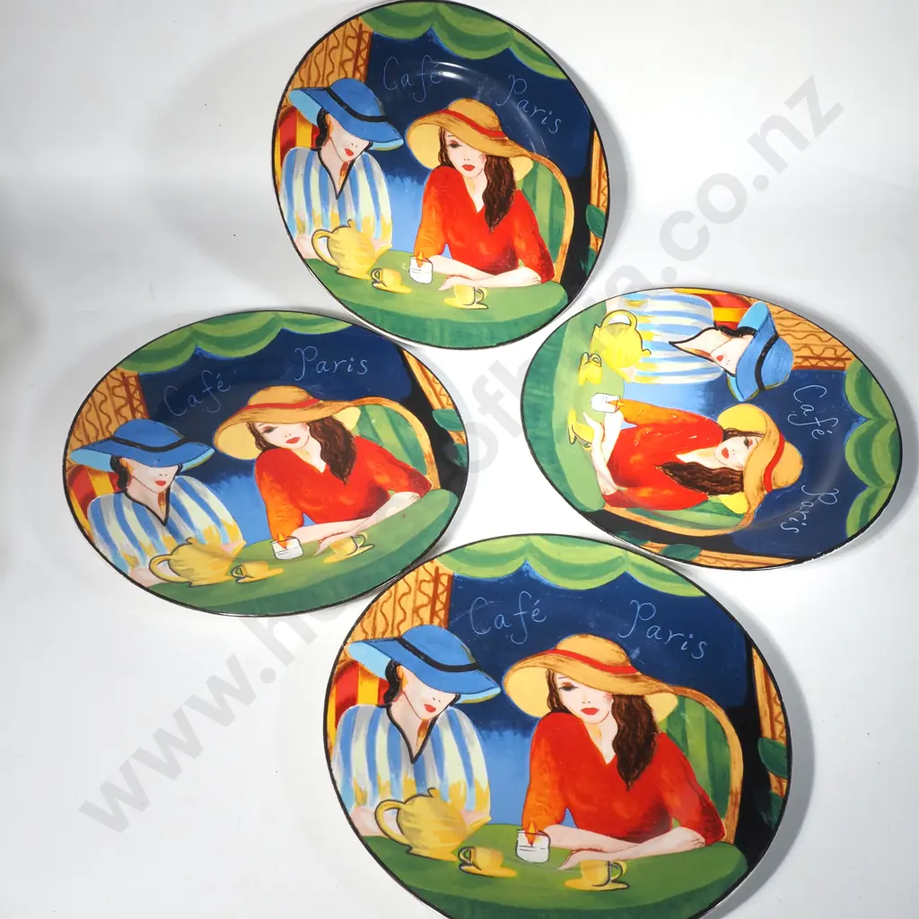 Four Large Cafe de Paris Dinner Plates by Verdi Image 1++