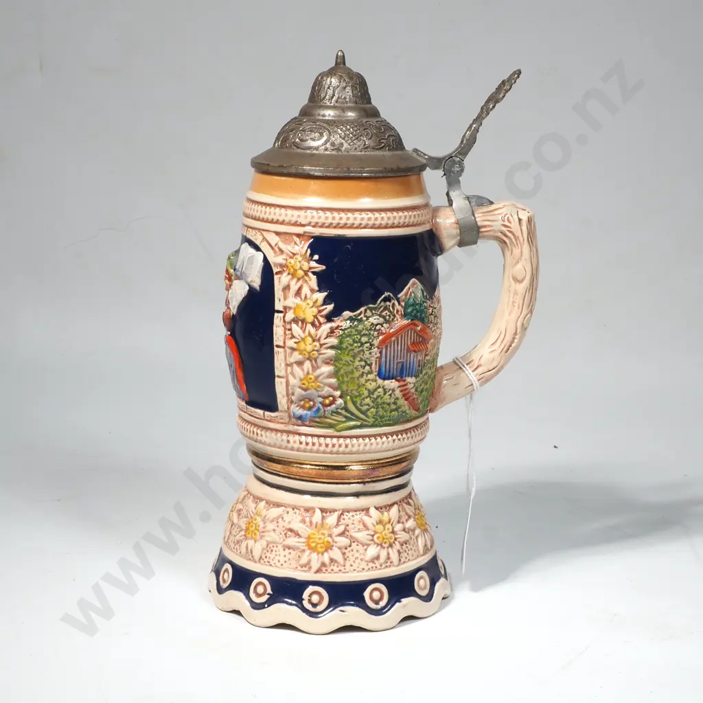 Vintage German Musical Stein w Pewter Lid Image 1++
