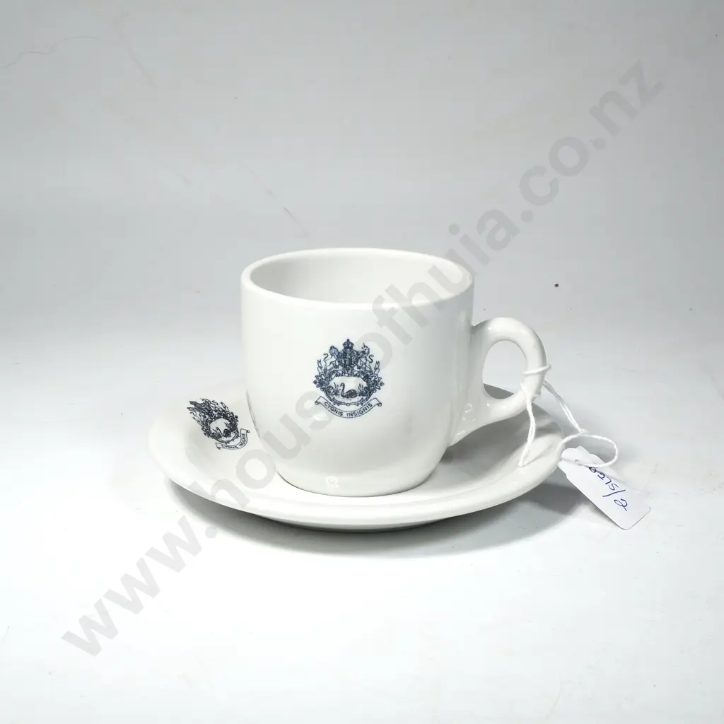 Bristile Cup & Saucer w "Cygnis Insignis" Crest (Distinguished for Swans) Associated w Western Australia's History Image 1++