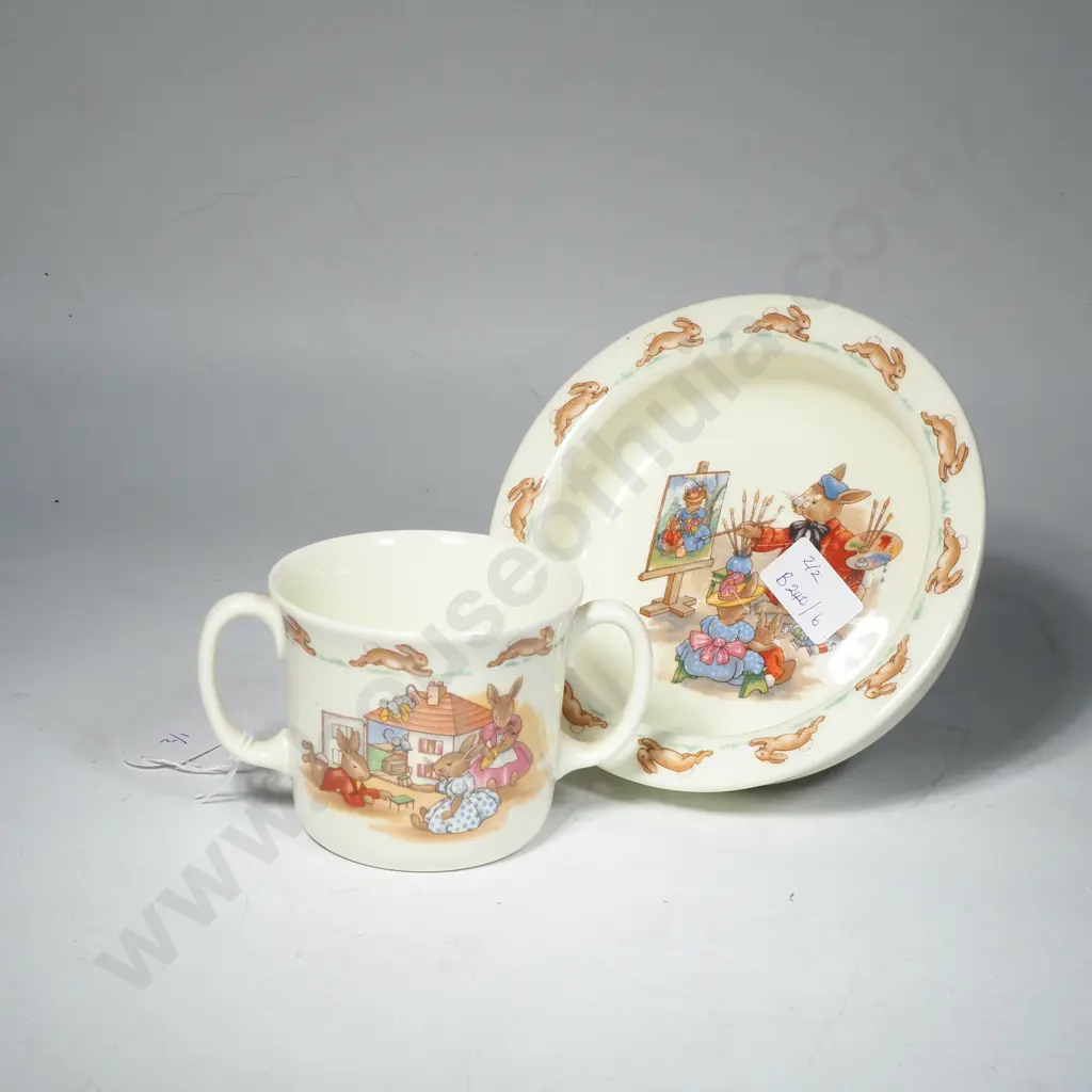 Royal Doulton Bunnykins Childs Bowl & Double Handled Mug Image 1++