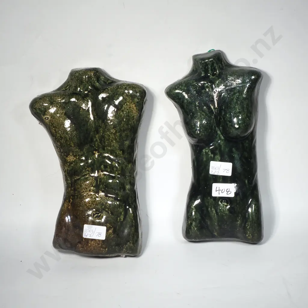 Male & Female Pottery Torso wall Plaques - Heather Baddeley, Rotorua Image 1++