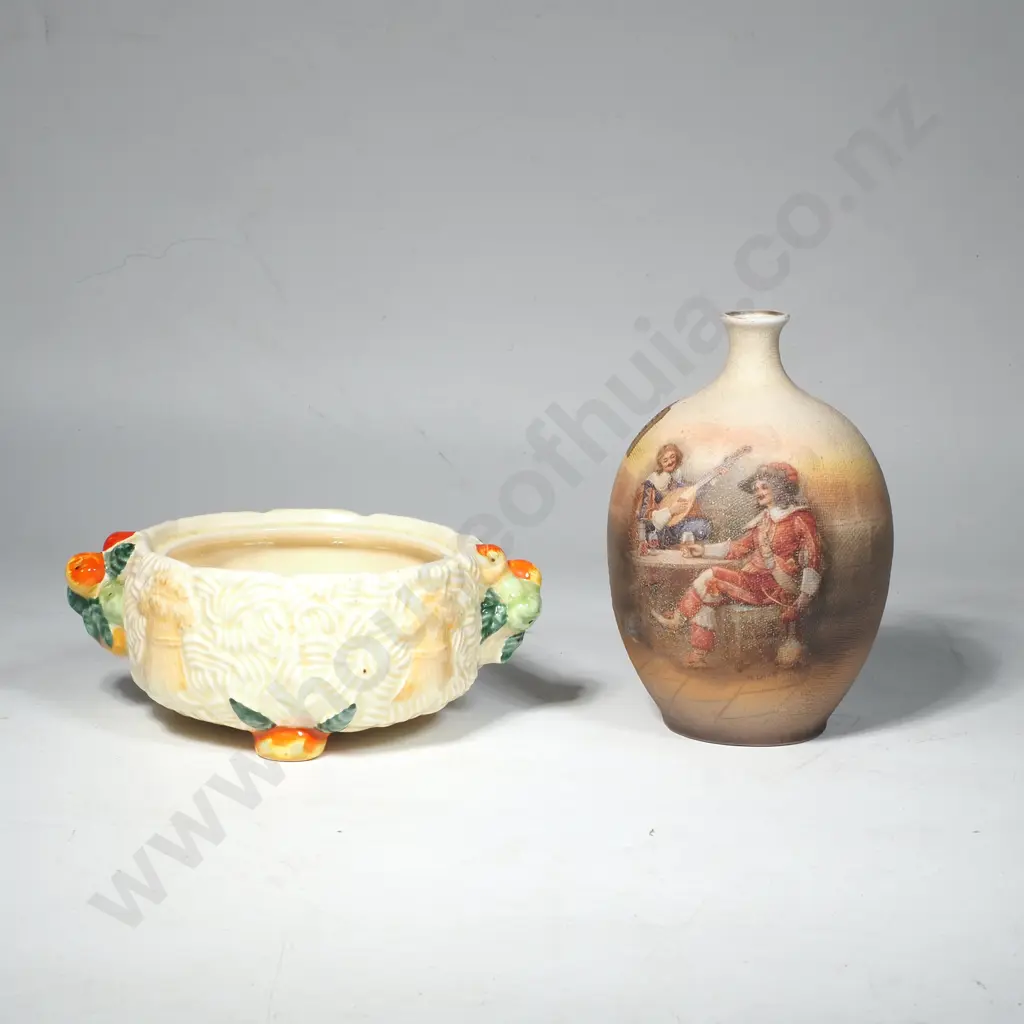 Clarice Cliff Celtic Harvest Bowl ( No Lid ) w Antique Tapestry Vase Image 1++