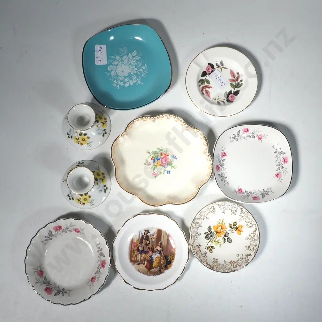 Selection of Seven Small China Dishes & a Pair of Australian China  Westminster Candlesticks Image 1++