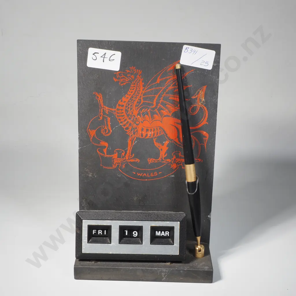 Vintage Welsh Slate Desk Calendar Image 1++