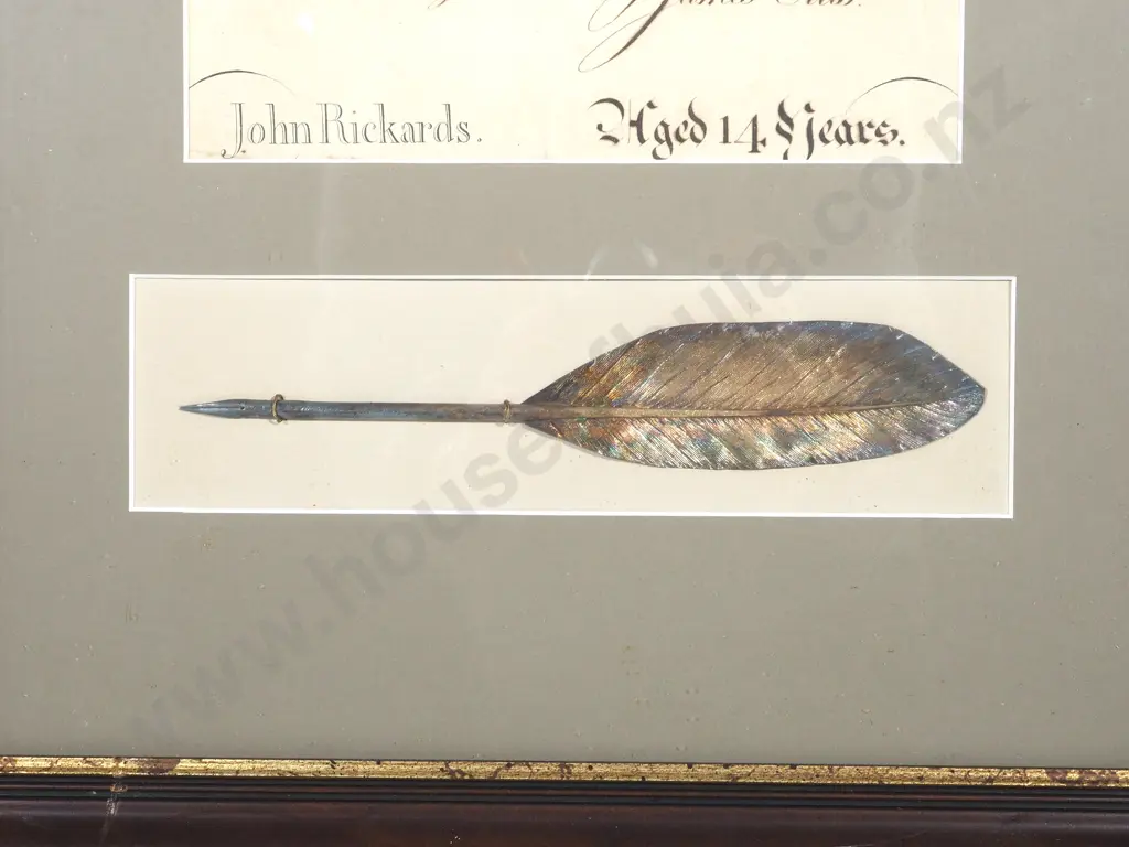 Framed Antique Document & Silver Quill: Dated 1800 for the sum of 106 Pounds Image 1++