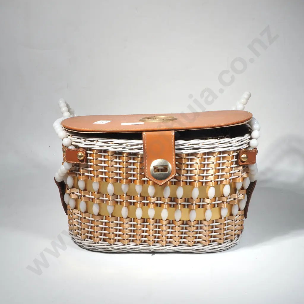 2 x Vintage Chinese Cane & Bead Bags Image 1++