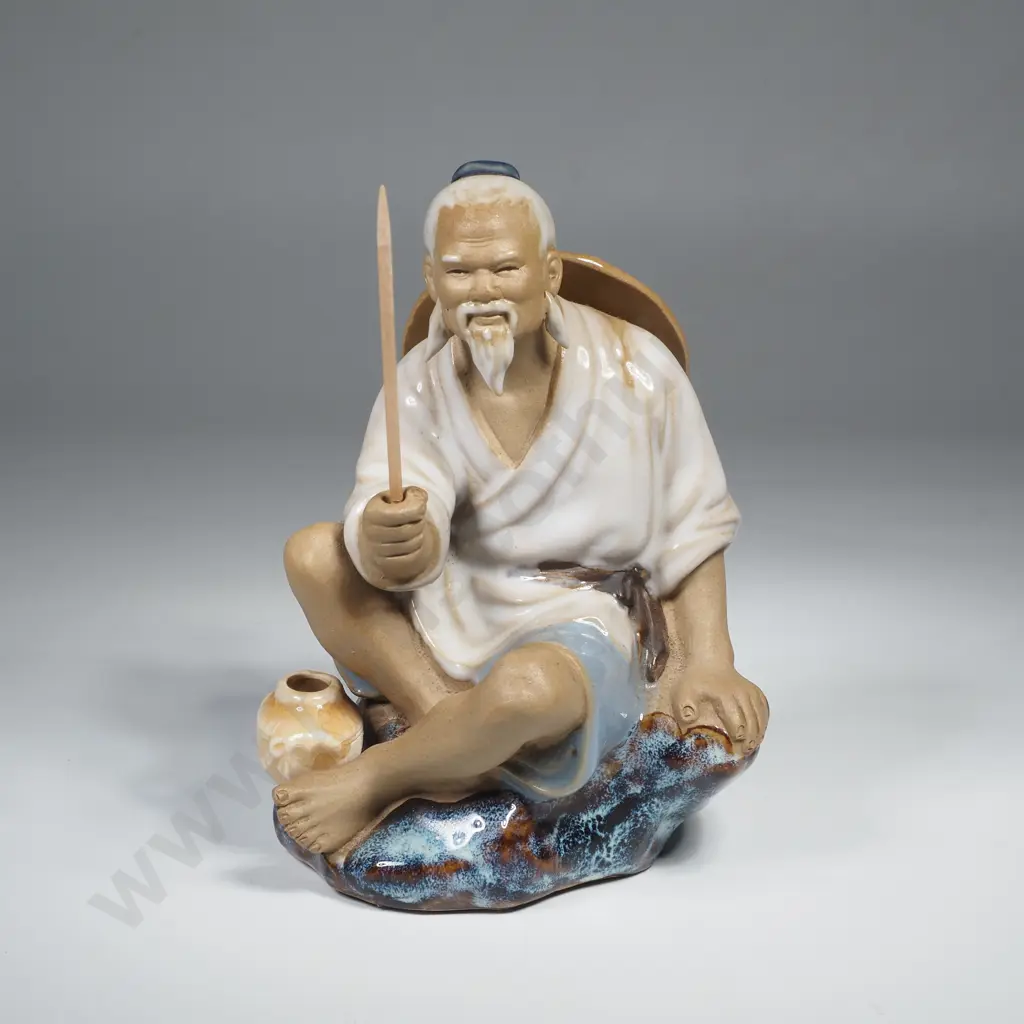 Five Vintage Chinese 'Mudman' Pottery Figures Image 1++