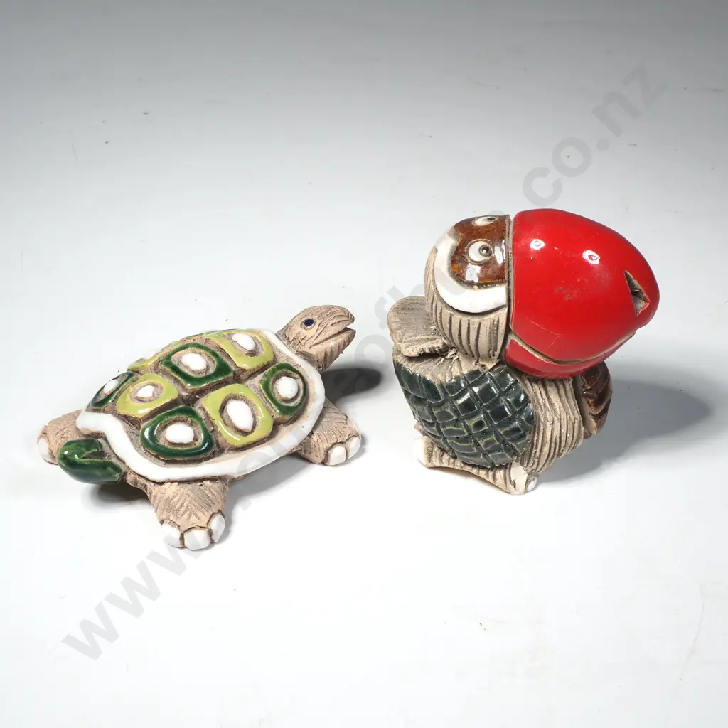 Vintage Artesania Rinconada Pottery Turtle & Bird Image 1++
