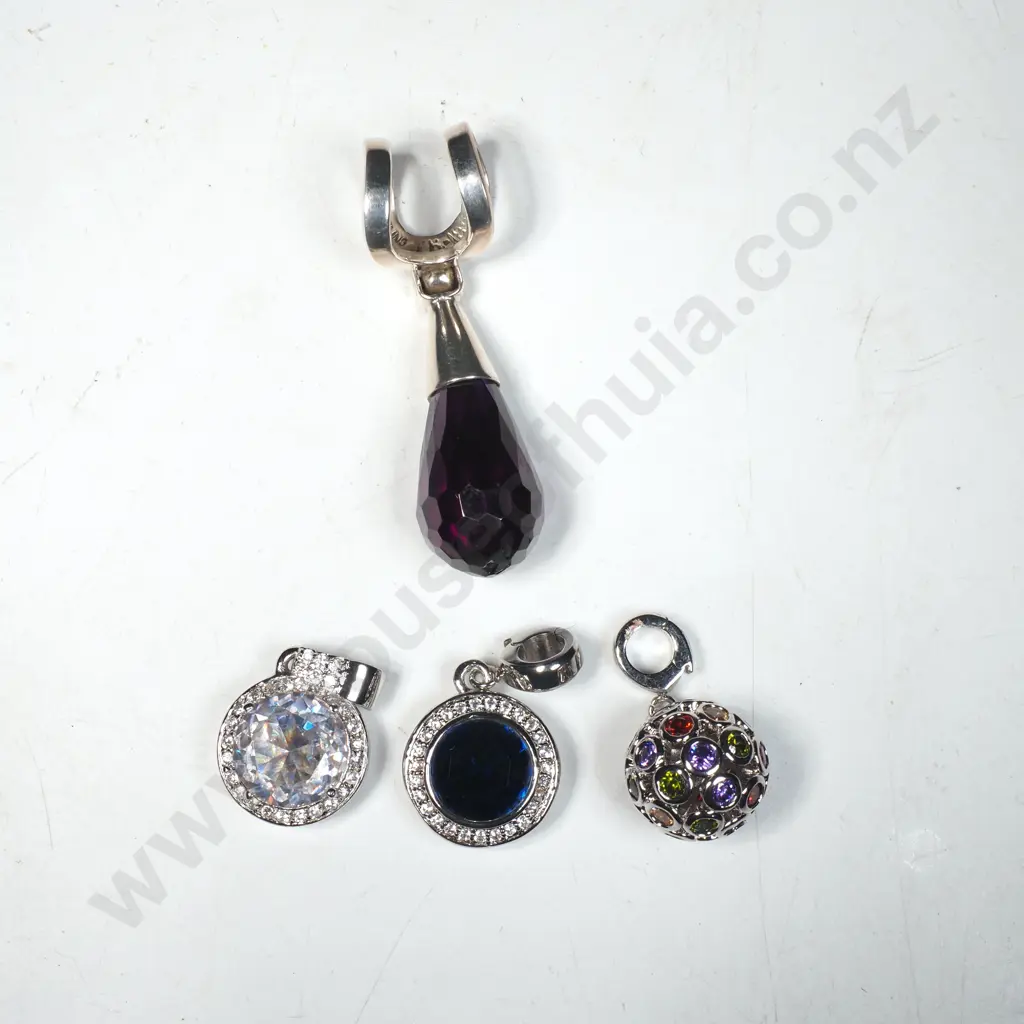 Four Kagi Pendants w a Variety of Coloured Stones Image 1++