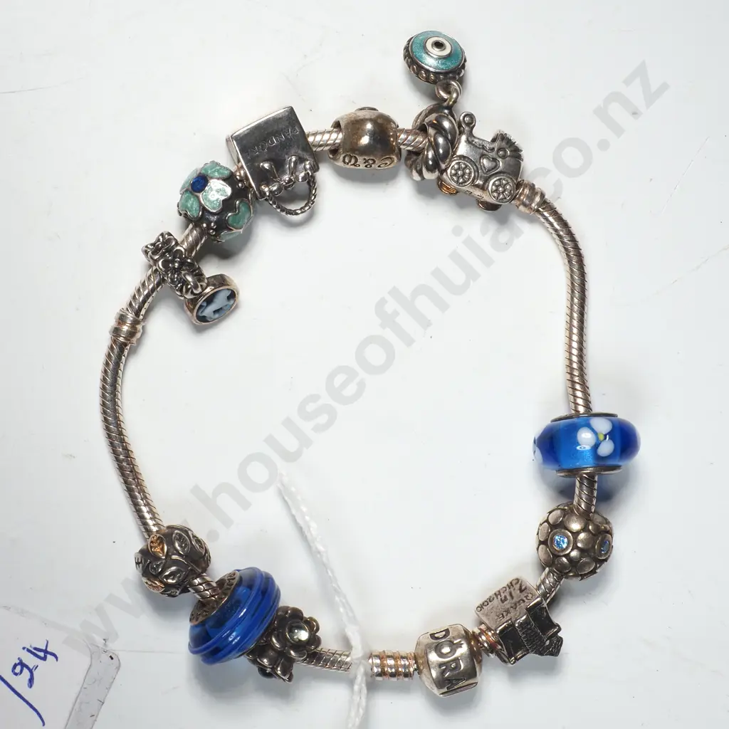 Sterling Silver Pandora Bracelet & Charms Image 1++
