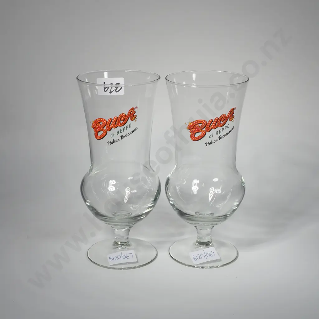 Two Buca Italian Restaurant Branded Cocktail Glasses Image 1++