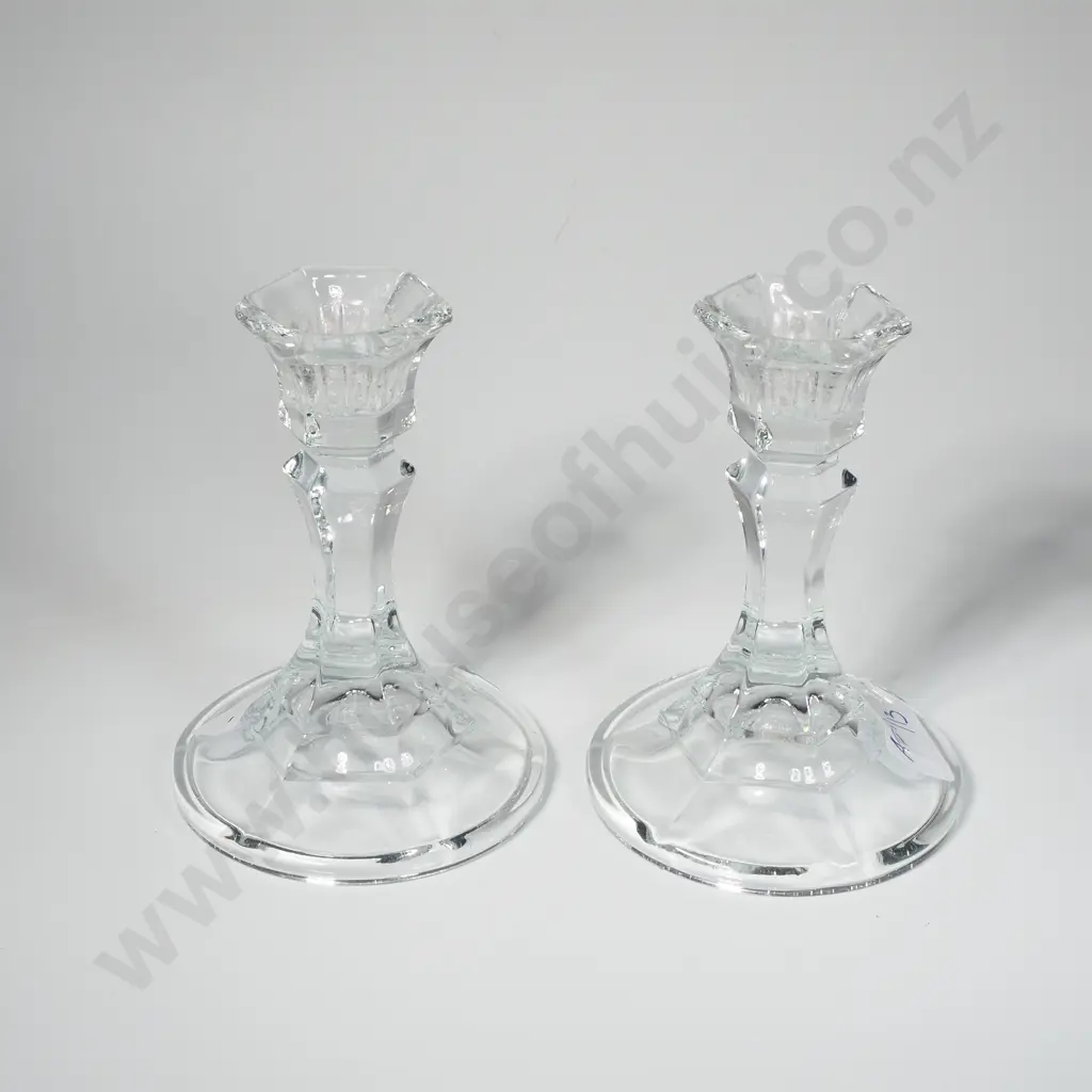Pair of Glass Candlesticks  Image 1++