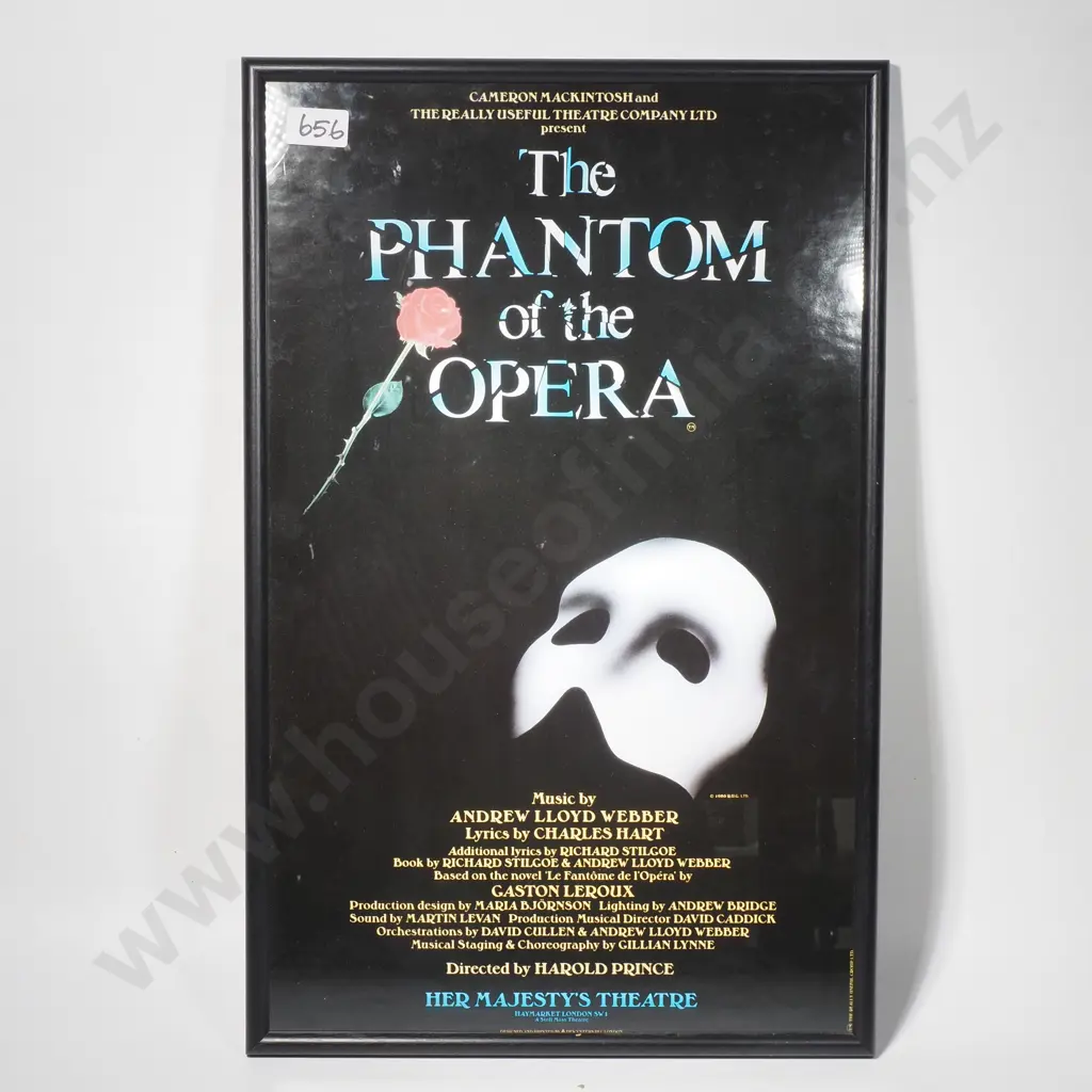 The Phantom Of The Opera Poster Listing The Key Creative Team Members & Original London Venue  Image 1++