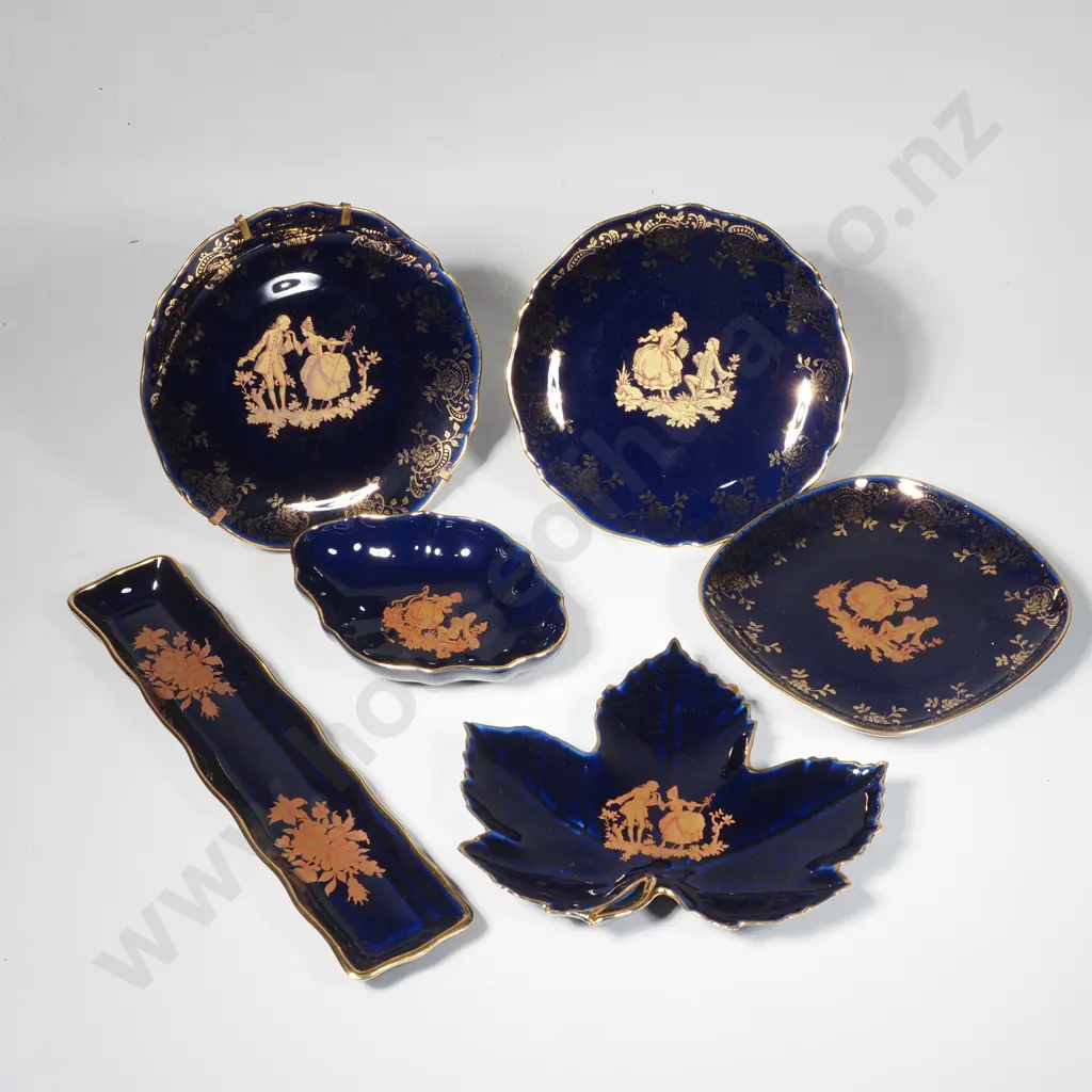 Five Various Cobalt Blue & Gilt Trim Dishes, Small Plates & a Pen Tray Image 1++