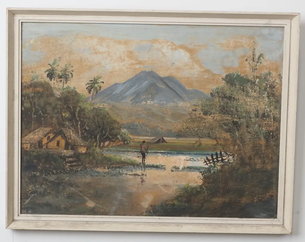 Artist Unknown- Colonial Scene w Fisherman, Oil Image 1++