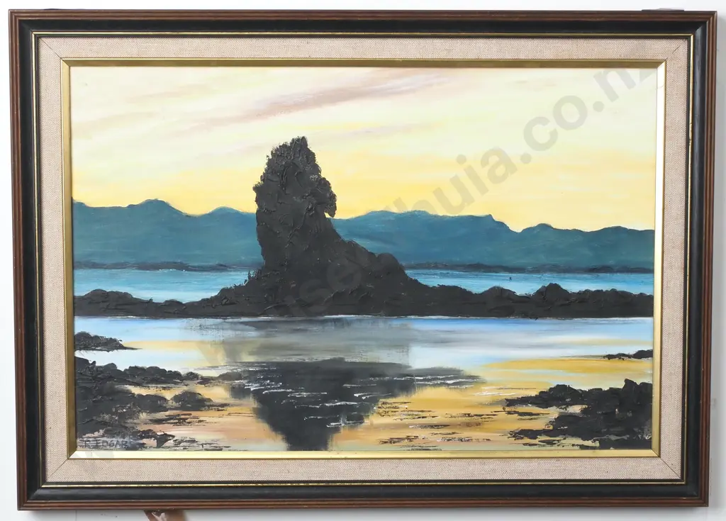 Ross Edgar: Fifeshire Rock, Tasman Bay, Oil on Board Image 1++