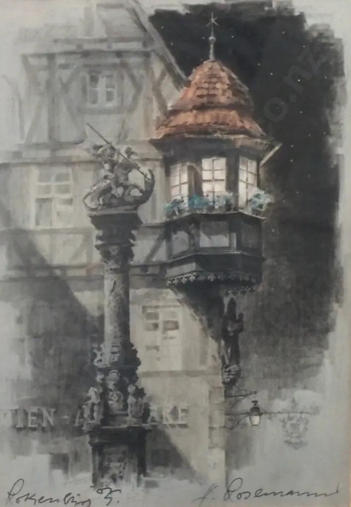 Vintage Hurst Rosemann  Original Etching, German Architecture. St George  Image 1++
