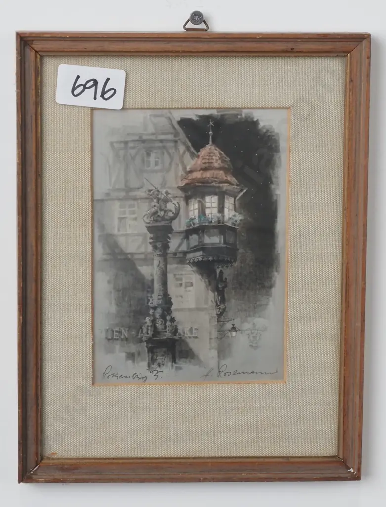 Vintage Hurst Rosemann  Original Etching, German Architecture. St George  Image 1++