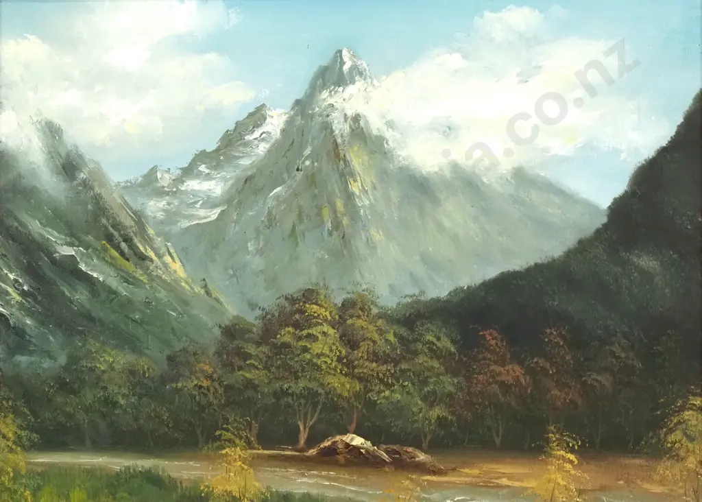 Landscape - Mountain & Bush Scene, Oil Image 1++
