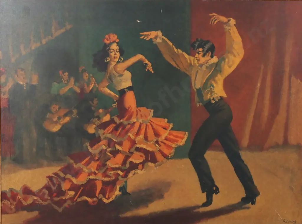 Artist Unknown - Spanish Dancers, Mid Century Print Image 1++