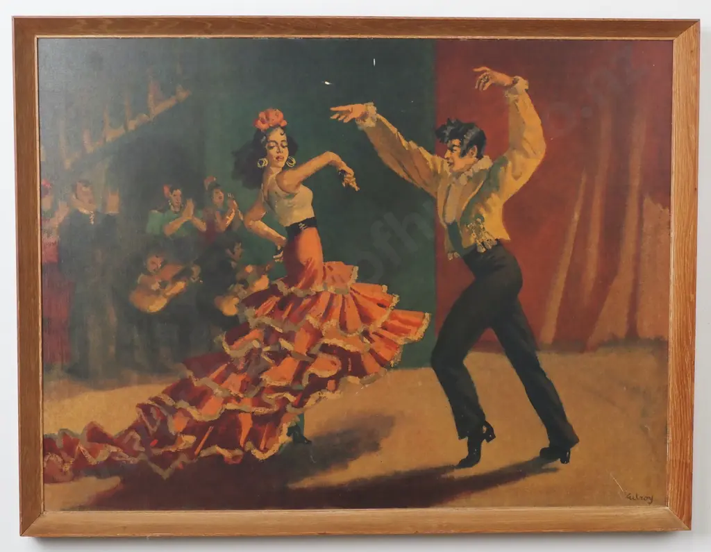 Artist Unknown - Spanish Dancers, Mid Century Print Image 1++