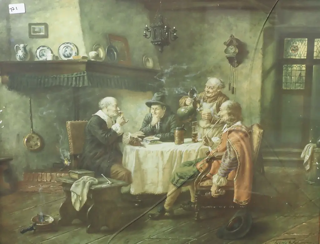   Fritz Wagner "Ye Olde Tavern." Gilt Framed Print. 545 x 700mm  Image 1++