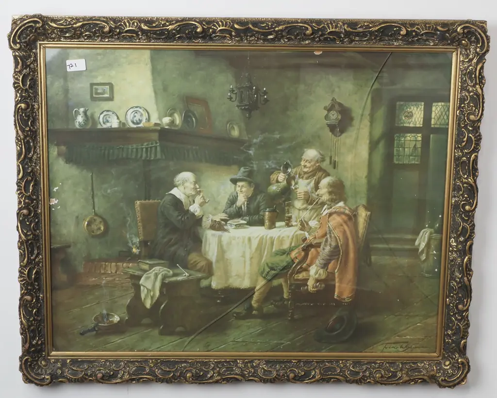   Fritz Wagner "Ye Olde Tavern." Gilt Framed Print. 545 x 700mm  Image 1++