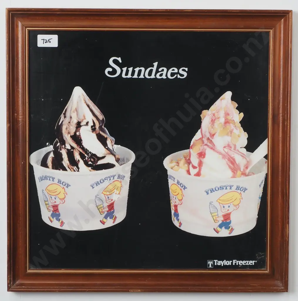 Vintage Framed Marketing Sign for Frosty Boy Sundaes Image 1++