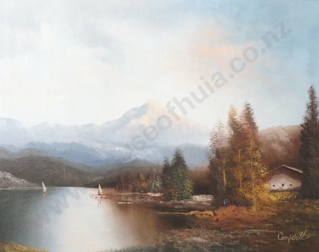 Campbell: Landscape Scene, Oil On Canvas Board Image 1++