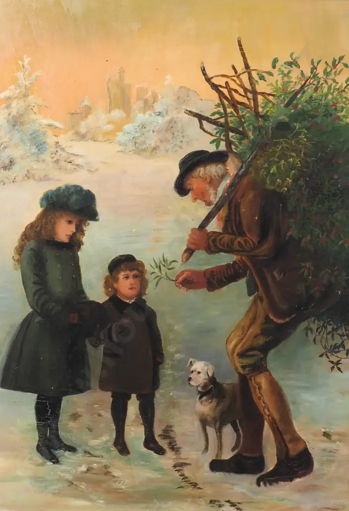 Old Man and Children, Oil on Canvas Image 1++