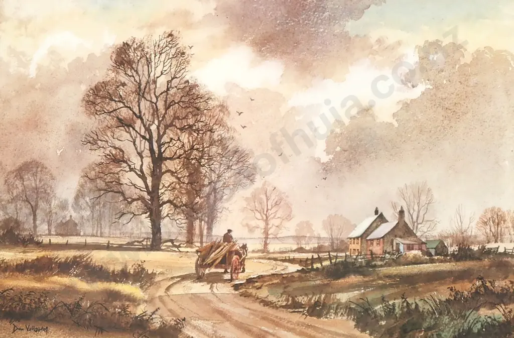 Don Vaughan - Rural Scene w Horse & Cart, Print Image 1++