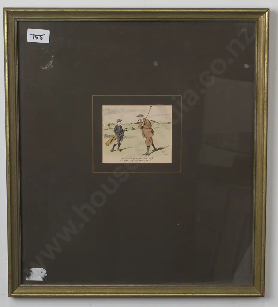 Edmund G Fuller -' The Miss', Golfing Cartoon Print Image 1++