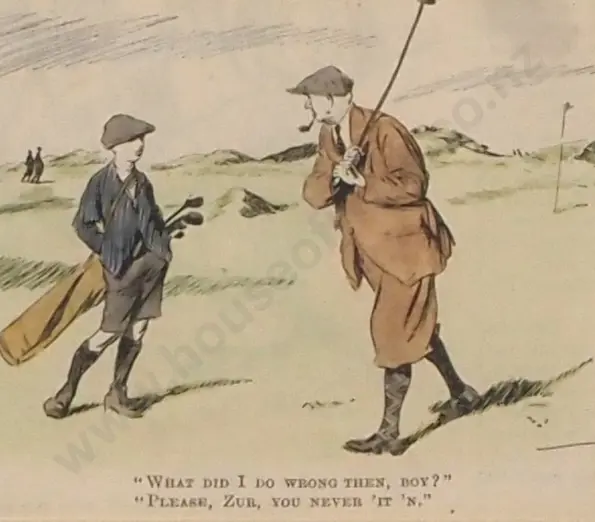 Edmund G Fuller -' The Miss', Golfing Cartoon Print Image 1++