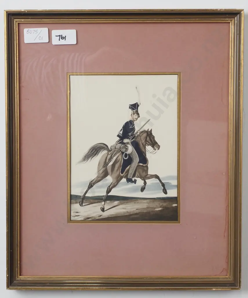 Vintage Colour Lithograph - Prussian Cavalry Soldier Image 1++
