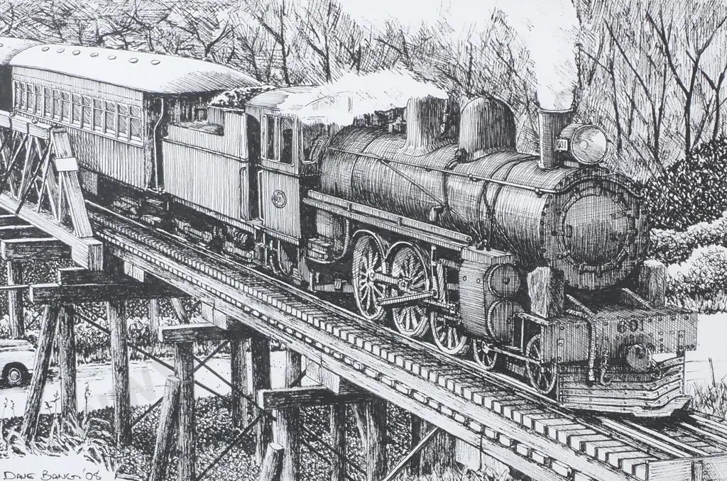 Dave Bang - 'Crossing the Original Hutt River Bridge', Print (2008) Image 1++