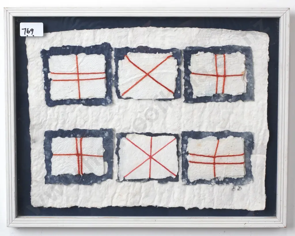 Barbara Dentice - 'Cat's Cradle', Collage w Hand Made Paper Thread & Watercolour Image 1++
