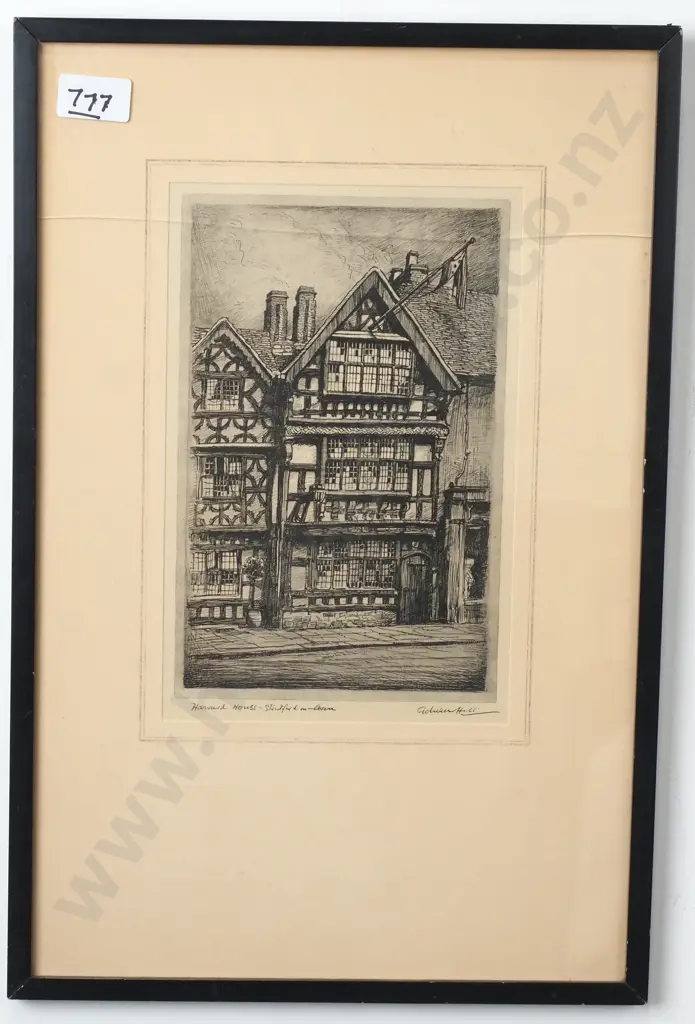 Adrian Hill, Havard House, Stratford On Avon. Etching. Signed. 230 x 155mm Image 1++