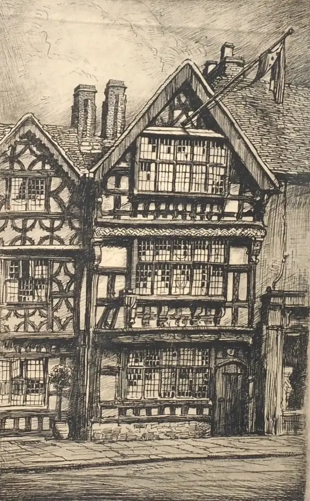 Adrian Hill, Havard House, Stratford On Avon. Etching. Signed. 230 x 155mm Image 1++