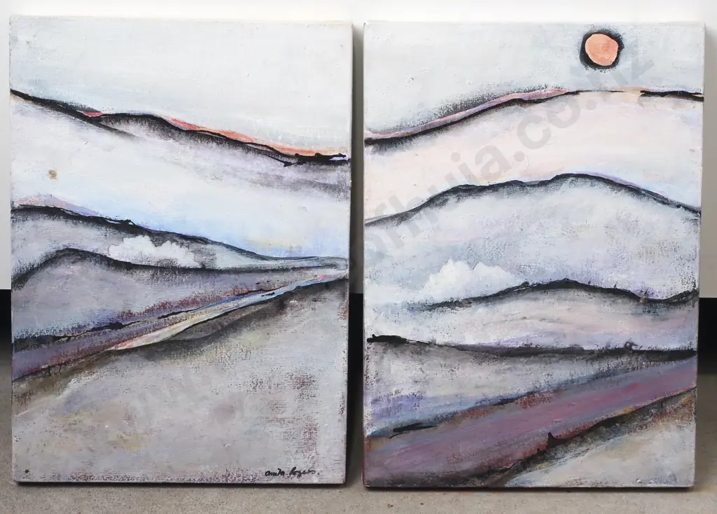 Anita Rogers - White Out, Diptych Oil on Stretched Canvas Image 1++