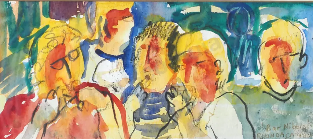 Rhonda Campell - 'Bar Nibbles', Mixed Media on Paper Image 1++