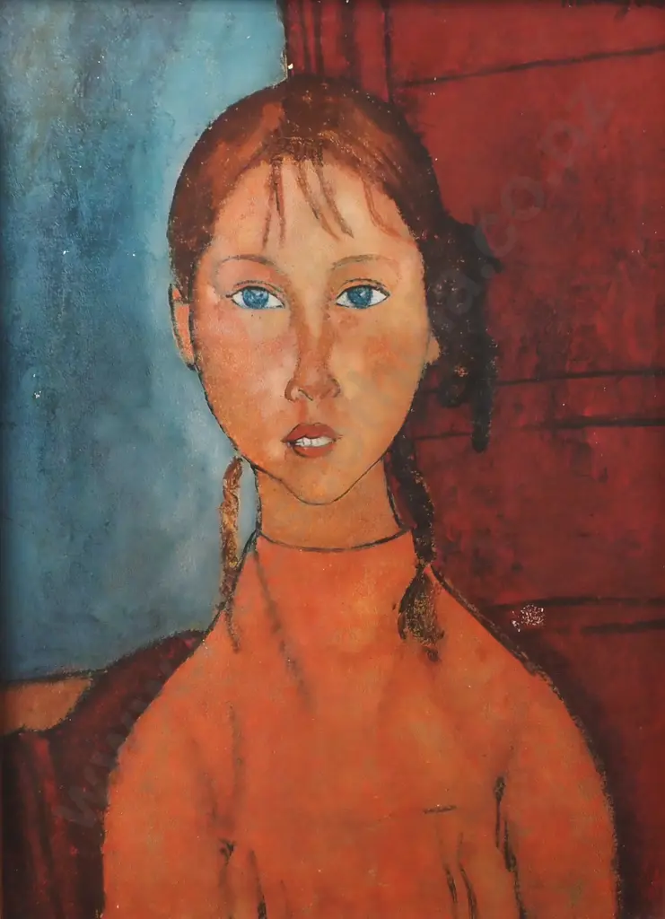 Vintage Amedeo Modigliani -'Girl With Braids' Print Image 1++