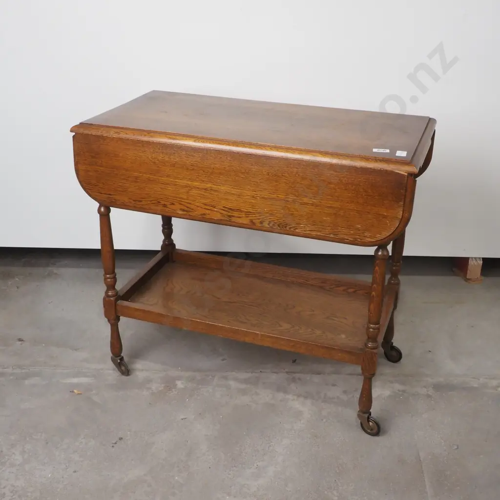 Vintage Oak Two Tier Tea Trolley Image 1++